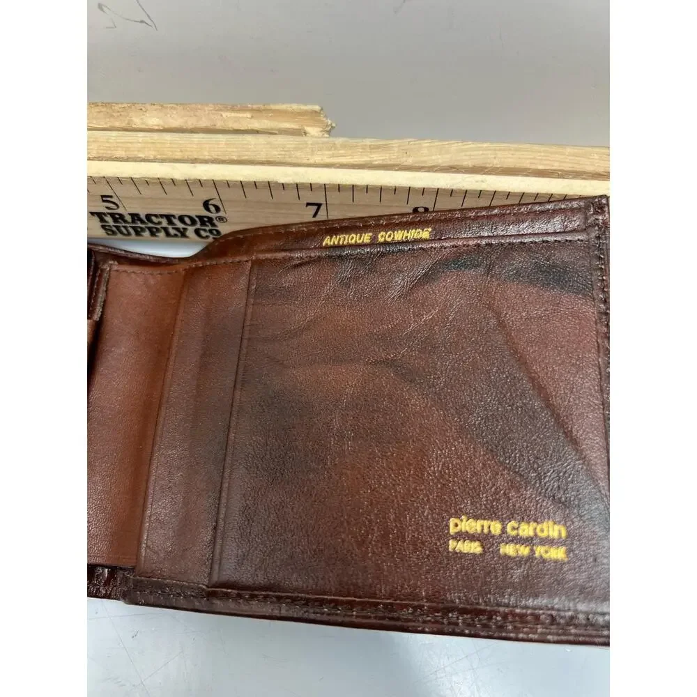 Pierre Cardin Antique Cowhide Bifold Wallet Men's Dark Brown Leather Casual